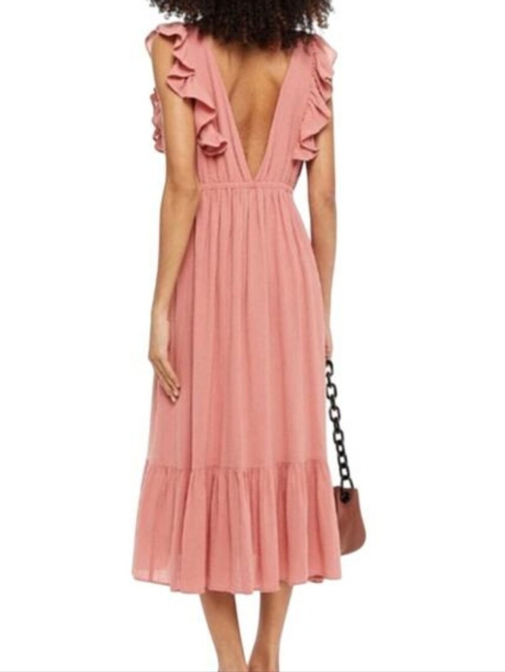 Ba & Sh Backless Coral Midi Dress Size S